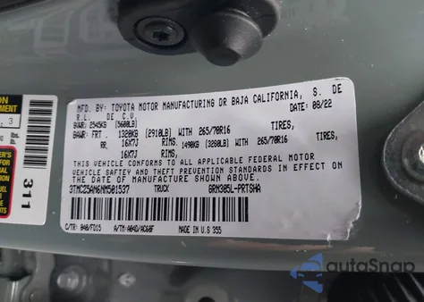 2023 Toyota Tacoma Trail Edition z USA, uszkodzony, nr VIN 3TYCZ5AN5PT133388